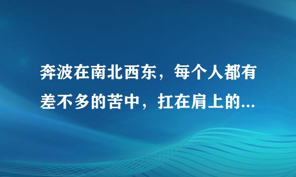 奔波在南北西东，每个人都有差不多的苦中，扛在肩上的沉重，让眼笑着哭红。这是什么歌曲