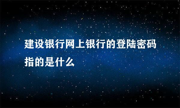 建设银行网上银行的登陆密码指的是什么