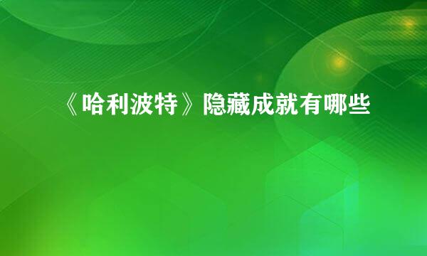 《哈利波特》隐藏成就有哪些