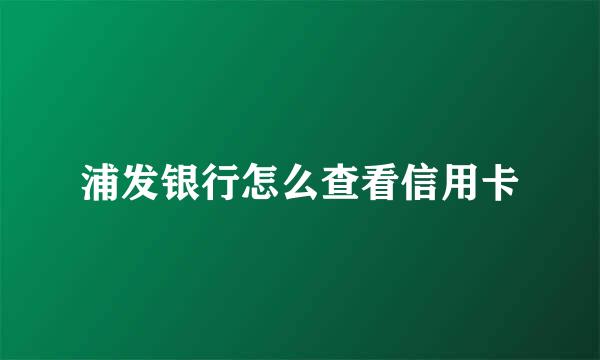 浦发银行怎么查看信用卡