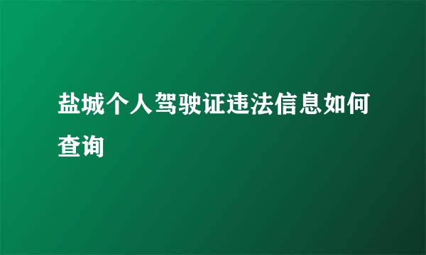 盐城个人驾驶证违法信息如何查询