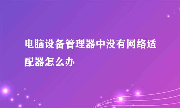 电脑设备管理器中没有网络适配器怎么办