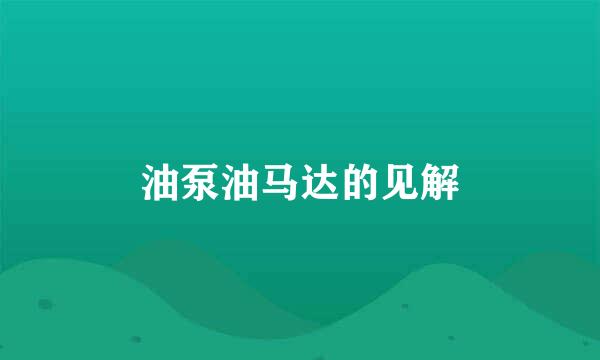 油泵油马达的见解