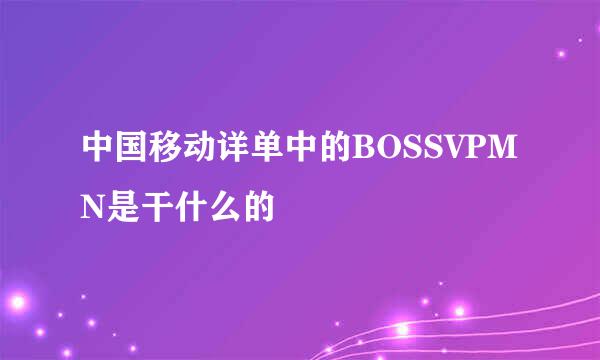 中国移动详单中的BOSSVPMN是干什么的