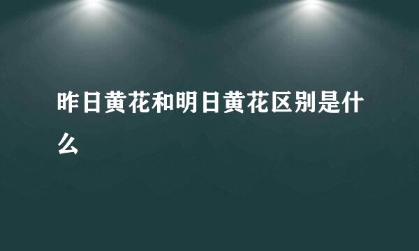 昨日黄花和明日黄花区别是什么