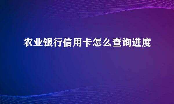 农业银行信用卡怎么查询进度