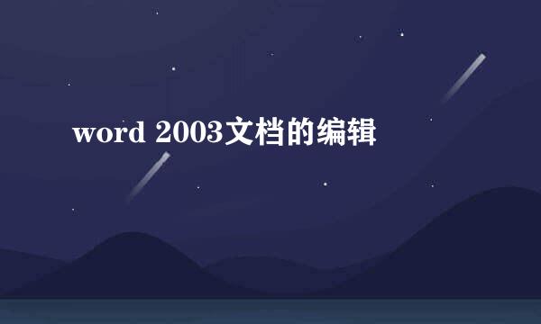 word 2003文档的编辑