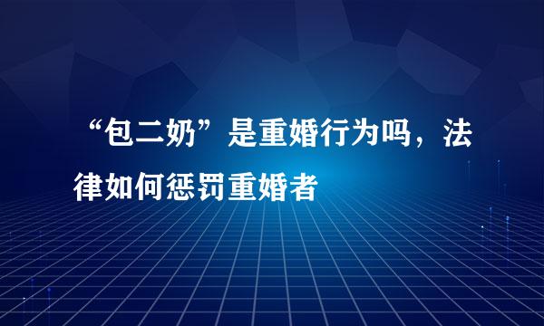 “包二奶”是重婚行为吗，法律如何惩罚重婚者