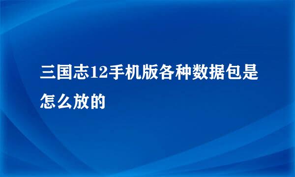 三国志12手机版各种数据包是怎么放的