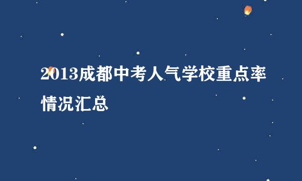 2013成都中考人气学校重点率情况汇总