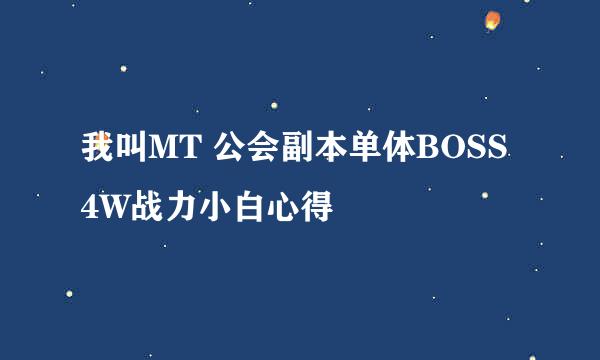 我叫MT 公会副本单体BOSS 4W战力小白心得