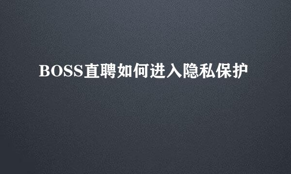 BOSS直聘如何进入隐私保护