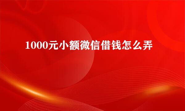 1000元小额微信借钱怎么弄