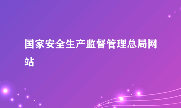 国家安全生产监督管理总局网站