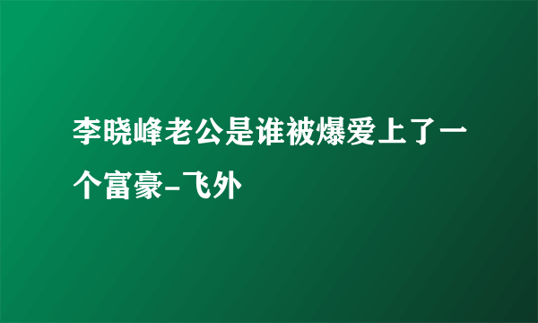 李晓峰老公是谁被爆爱上了一个富豪-飞外