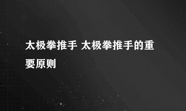 太极拳推手 太极拳推手的重要原则