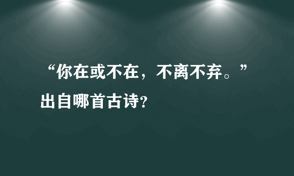 “你在或不在，不离不弃。”出自哪首古诗？