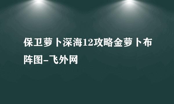 保卫萝卜深海12攻略金萝卜布阵图-飞外网