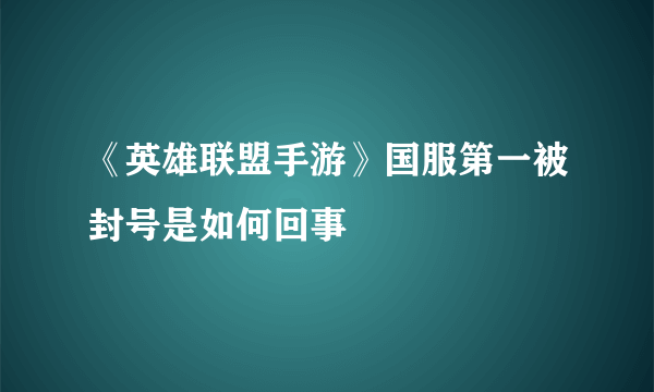 《英雄联盟手游》国服第一被封号是如何回事