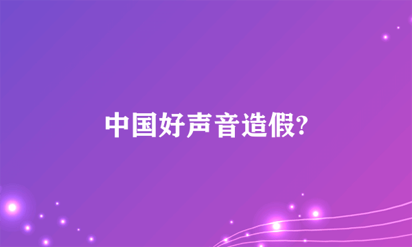 中国好声音造假?