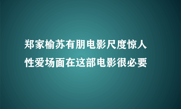 郑家榆苏有朋电影尺度惊人 性爱场面在这部电影很必要