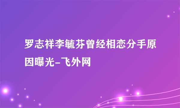 罗志祥李毓芬曾经相恋分手原因曝光-飞外网