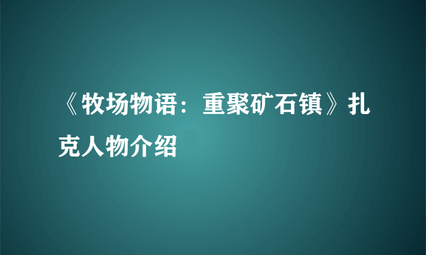 《牧场物语：重聚矿石镇》扎克人物介绍