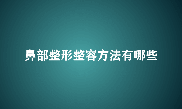 鼻部整形整容方法有哪些