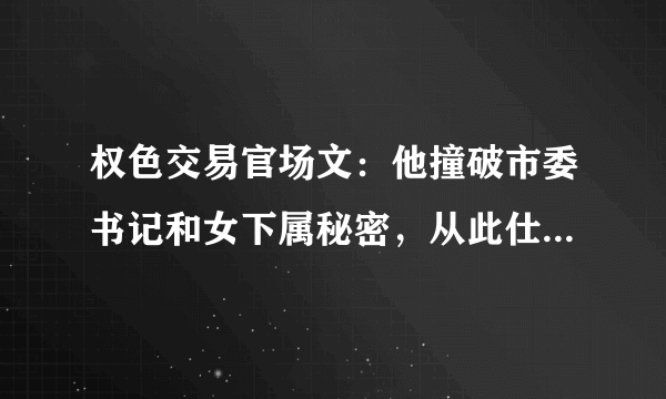 权色交易官场文：他撞破市委书记和女下属秘密，从此仕途一帆风顺