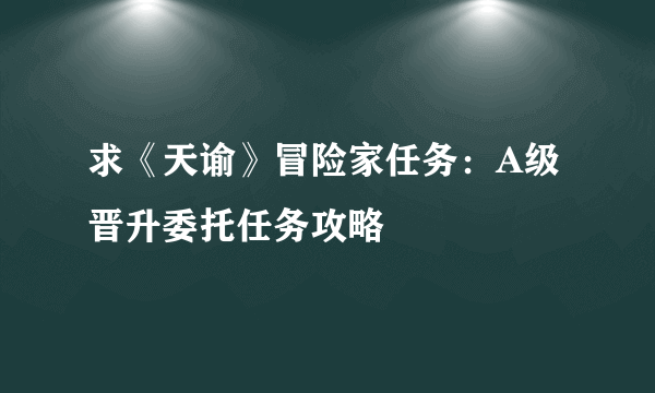 求《天谕》冒险家任务：A级晋升委托任务攻略