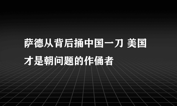 萨德从背后捅中国一刀 美国才是朝问题的作俑者