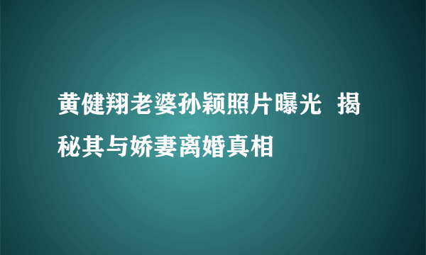 黄健翔老婆孙颖照片曝光  揭秘其与娇妻离婚真相