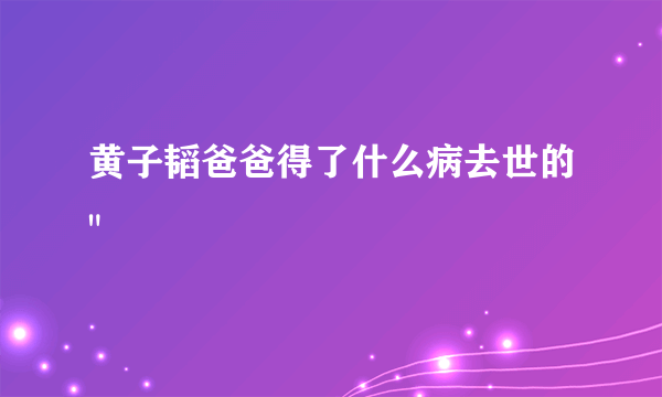 黄子韬爸爸得了什么病去世的