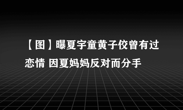 【图】曝夏宇童黄子佼曾有过恋情 因夏妈妈反对而分手