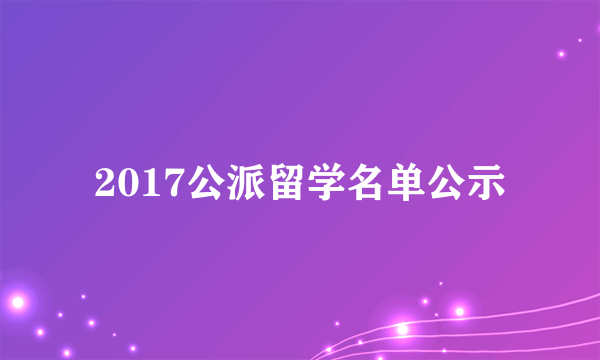 2017公派留学名单公示