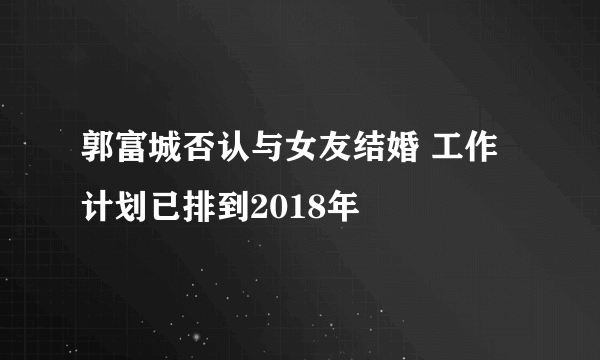 郭富城否认与女友结婚 工作计划已排到2018年