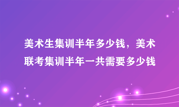 美术生集训半年多少钱，美术联考集训半年一共需要多少钱