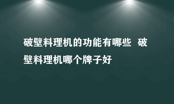 破壁料理机的功能有哪些  破壁料理机哪个牌子好