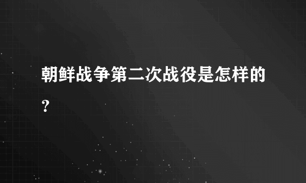 朝鲜战争第二次战役是怎样的？