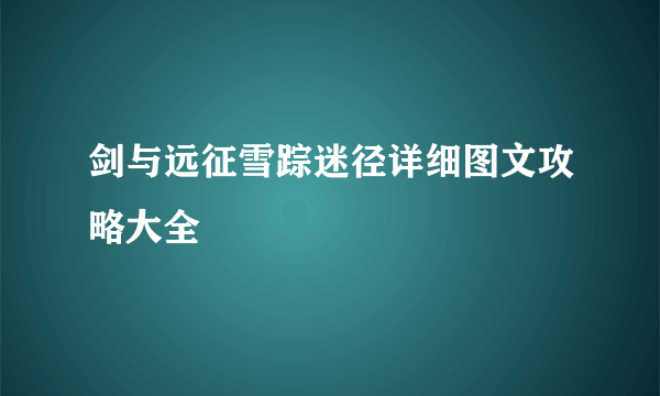 剑与远征雪踪迷径详细图文攻略大全