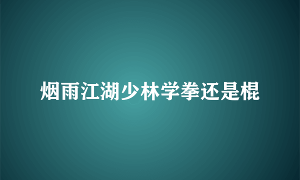 烟雨江湖少林学拳还是棍