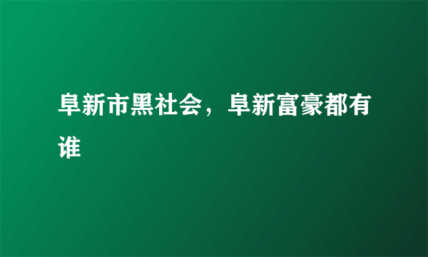 阜新市黑社会，阜新富豪都有谁