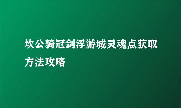 坎公骑冠剑浮游城灵魂点获取方法攻略