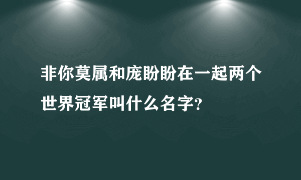 非你莫属和庞盼盼在一起两个世界冠军叫什么名字？