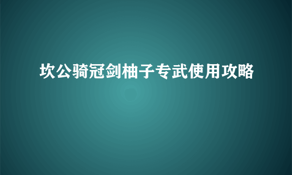 坎公骑冠剑柚子专武使用攻略