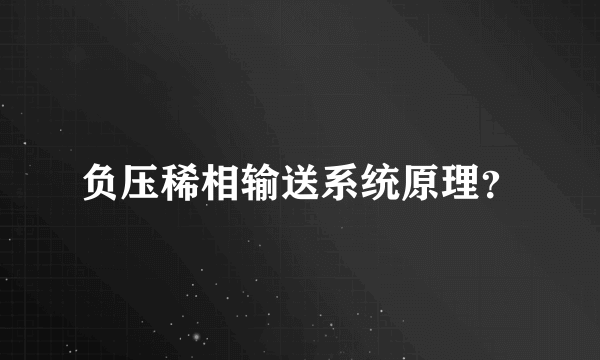 负压稀相输送系统原理？