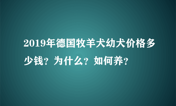 2019年德国牧羊犬幼犬价格多少钱？为什么？如何养？