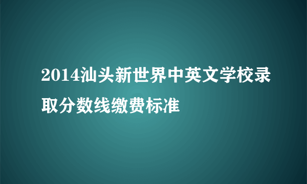 2014汕头新世界中英文学校录取分数线缴费标准