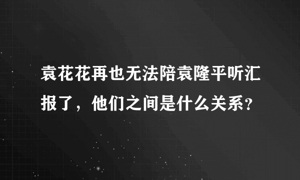 袁花花再也无法陪袁隆平听汇报了，他们之间是什么关系？