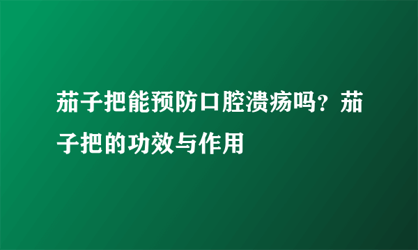 茄子把能预防口腔溃疡吗？茄子把的功效与作用